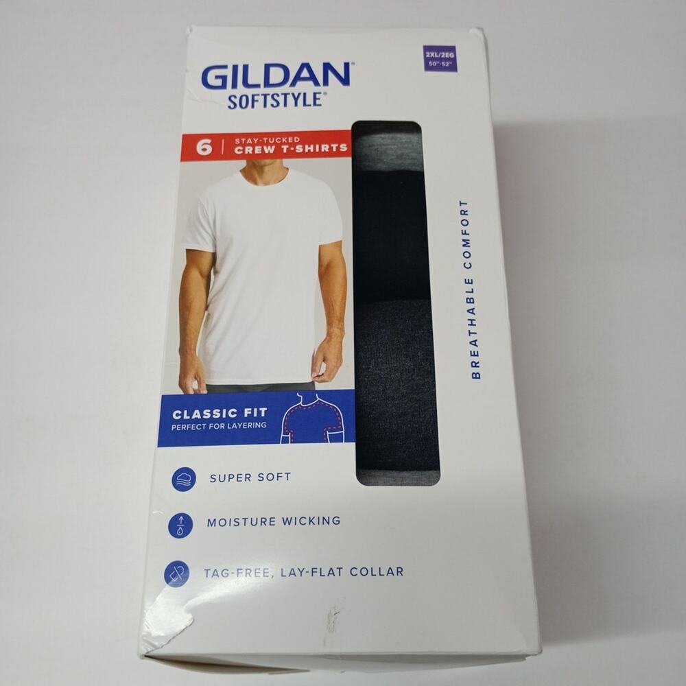 Gildan Softstyle T-Shirt Men's Size 2XL Black Gray Classic Fit Plain Blank 6 Tee